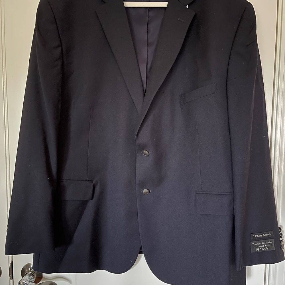 NWT Jos A Bank 100% Wool Blazer Tailored Fit Travelers’ Stretch Navy 54 REG $638